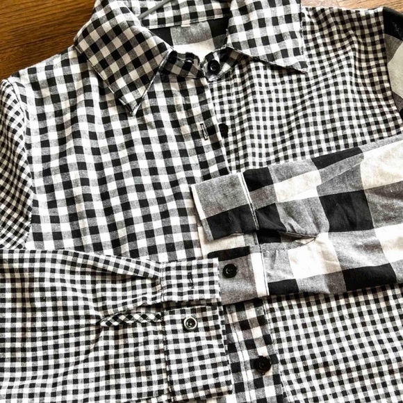 Mixed Gingham Button Up Dress Shirt - Picture 7 of 8